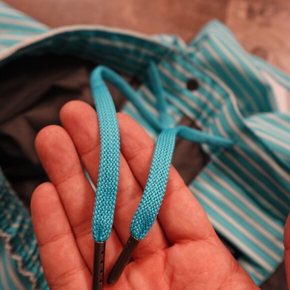 Lands’ End Hybrid Swim Shorts Men’s Medium 7” Teal Stripe Lined Quick-Dry - Picture 6 of 12